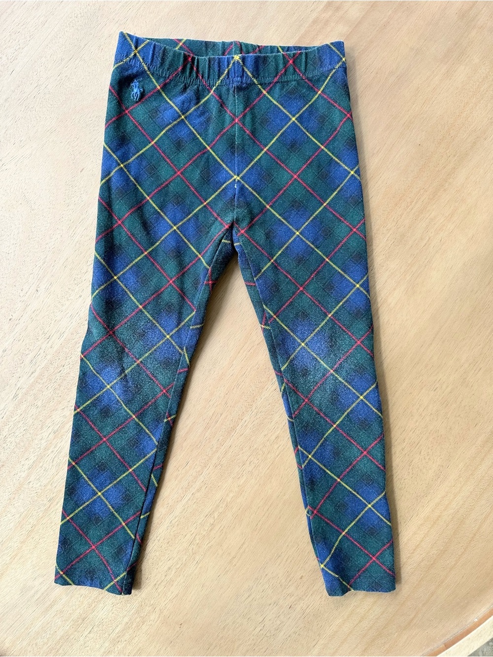 Polo Ralph Lauren Girls Tartan Plaid Leggings, Size 7, Green Navy Red Yellow